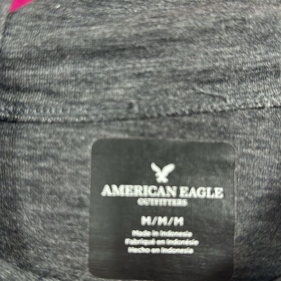 American Eagle Outfitters Mens Gray Lightweight Logo Pockets Pullover Hooded - Picture 6 of 16